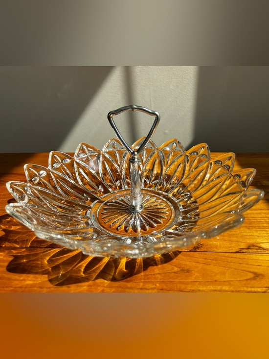 Federal Glass Other - Clear Glass Decorative Two-Tier Handle Serving Dish